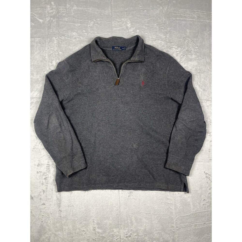 Polo Ralph Lauren Quarter Zip Pullover Sweater Mens XL Charcoal Gray 100% Cotton